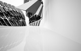 Fototapeta Do przedpokoju - abstract architectural interior with black geometric sculpture. 3D illustration. 3D rendering