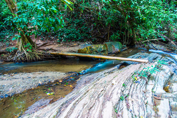 Water flowing at Mork Fa waterfall