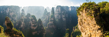 Mountain Landscape Of Zhangjiajie, A National Park In China Known For Its Surreal Scenery Of Rock Formations.