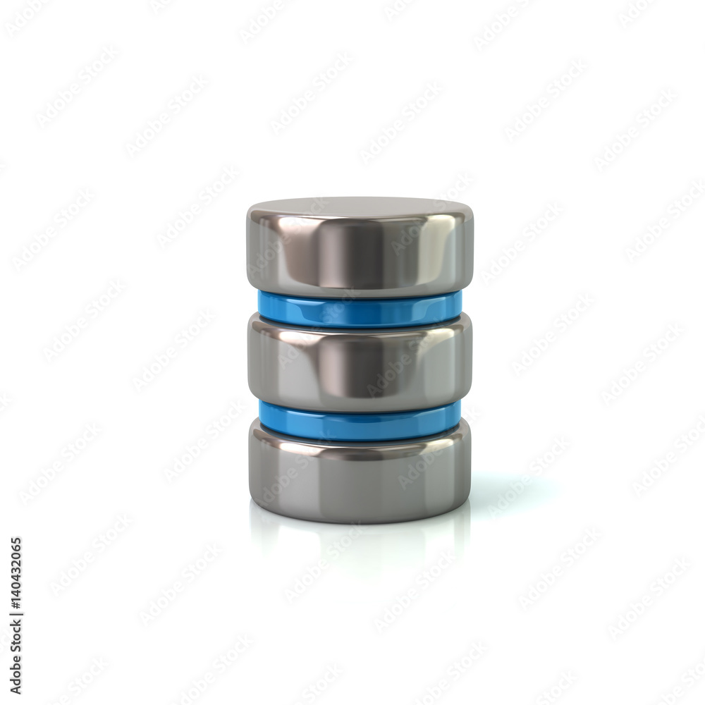 Silver Database Stock-Illustration „Blue and silver database icon“ | Adobe Stock