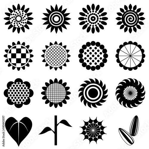ひまわり アイコンセット モノクロ Stock Vector Adobe Stock ひまわり アイコンセット モノクロ Stock Vector Adobe Stock