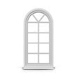 One door plastic arched window isolated on white. 3D illustration