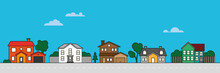 Colorful Village Neighborhood Vector Illustration