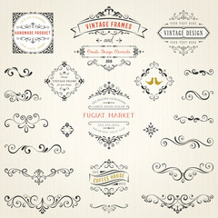 Wall Mural - ornate vintage design elements with calligraphy swirls, swashes, ornate motifs and scrolls. frames a