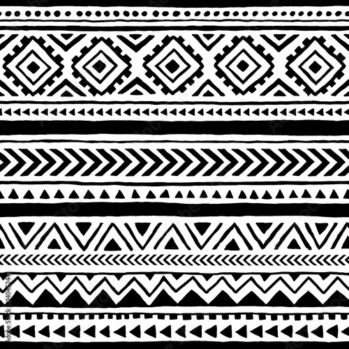 Seamless ethnic and tribal pattern. Handmade. Horizontal ...