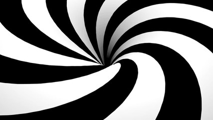 Poster - Abstract black and white spiral with hole, hypnotic motion