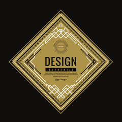 Wall Mural - vintage linear thin line label geometric shape banner retro art deco design vector