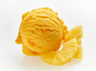 Wall Mural - Orange scoop of Italian pineapple ice cream