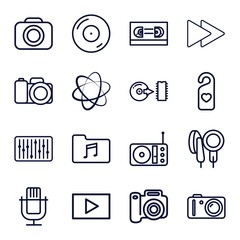 Poster - Set of 16 media outline icons