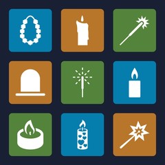 Aufkleber - Set of 9 glowing filled icons