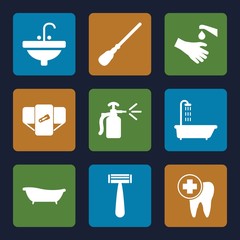 Wall Mural - Set of 9 hygiene filled icons