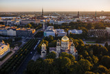 Fototapeta Miasto - Aerial View of Riga The Capital city of Latvia in a sunny summer day