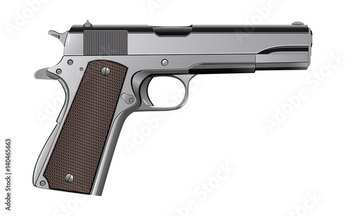 Colt M1911 pistol isolated on white vector Poster Mural XXL
