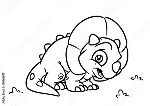 Dinosaur Triceratops Coloring Page Cartoon Illustrations