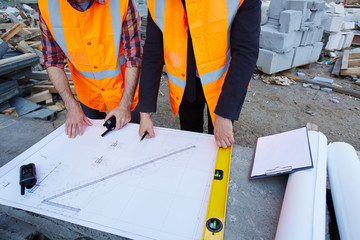 Sticker - Two contractors discussing sketch of new building