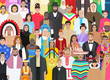 Crowd people of different nationalities, vector illustration