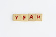 © Sergio Delle Vedove - The word 'yeah' formed with small wooden dowels