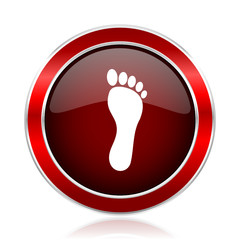 Poster - Feet red circle chrome border silver metallic vector icon