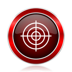 Leinwandbilder - Target red round glossy metallic web and smartphone vector icon isolated on white background.    
