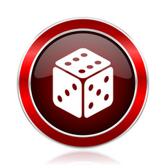 Leinwandbilder -  Game red round glossy metallic web and smartphone vector icon isolated on white background.             
