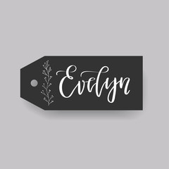 Wall Mural - Common female first name Doris on a tag. Hand drawn calligraphy. Wedding typography element.