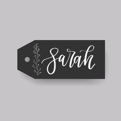 Wall Mural - Common female first name Doris on a tag. Hand drawn calligraphy. Wedding typography element.
