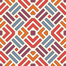 Wicker Seamless Pattern. Basket Weave Motif. Bright Colors Geometric Abstract Background With Overlapping Stripes.