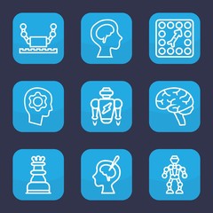 Canvas Print - Set of 9 outline intelligence icons