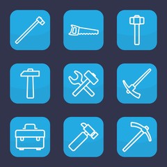 Wall Mural - Set of 9 outline hammer icons