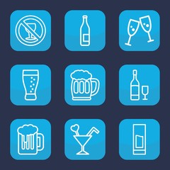 Wall Mural - Set of 9 outline alcohol icons