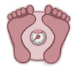 3D illustration isolated pink weight scale in the form of footprints