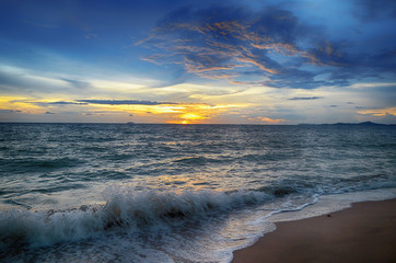 Wall Mural - beautiful beach sunrise on a summer morning at the shore