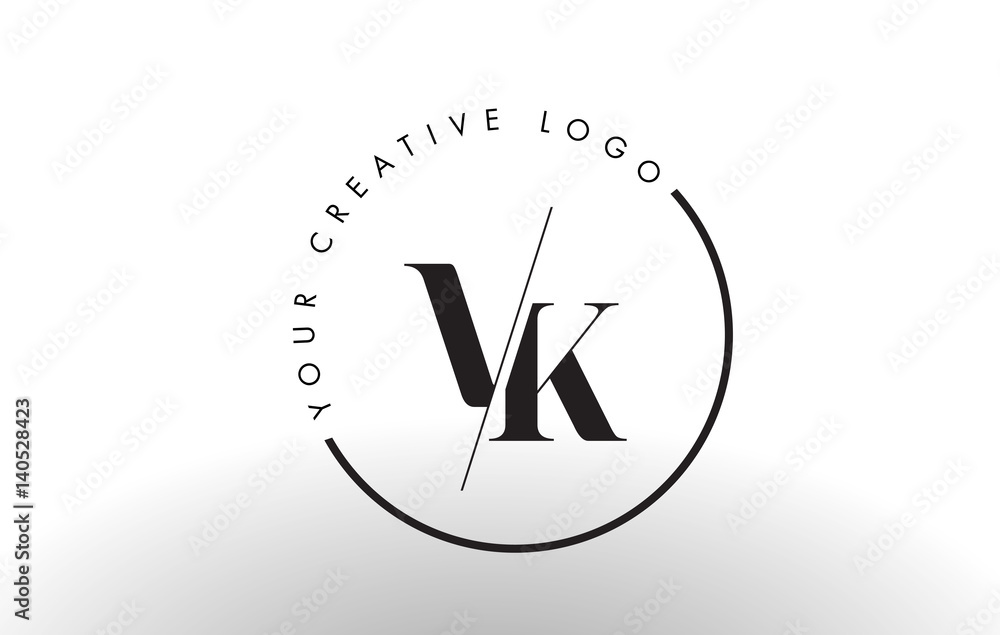 VK Serif Letter Logo Design with Creative Intersected Cut. Stock Vector ...