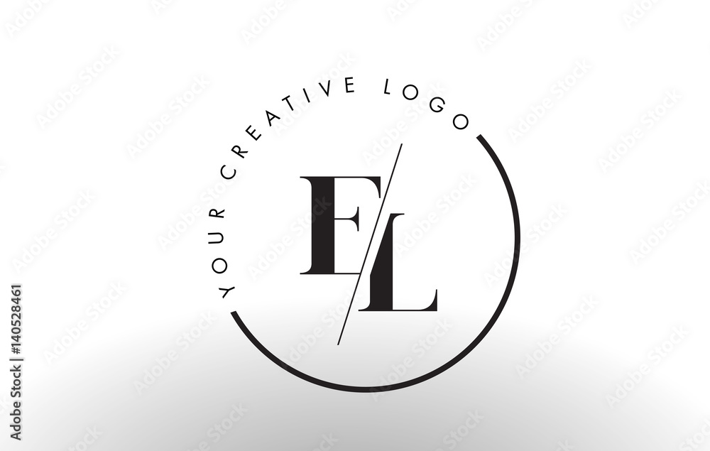 EL Serif Letter Logo Design with Creative Intersected Cut. - obrazy, fototapety, plakaty 
