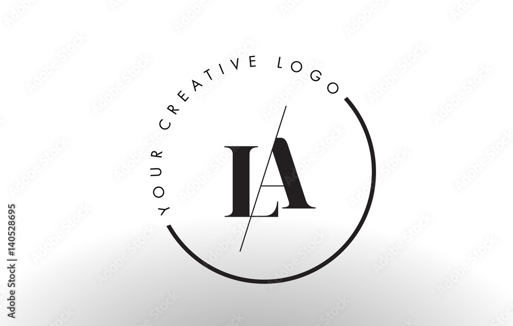 LA Serif Letter Logo Design with Creative Intersected Cut. - obrazy, fototapety, plakaty 