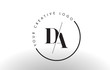DA Serif Letter Logo Design with Creative Intersected Cut.