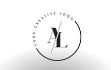AL Serif Letter Logo Design With Creative Intersected Cut.