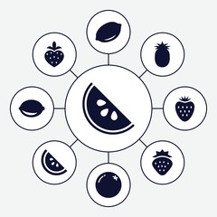 Sticker - Set of 9 juicy filled icons