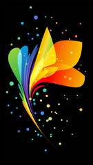 Wall Mural - Bright beautiful decorative flower on black background