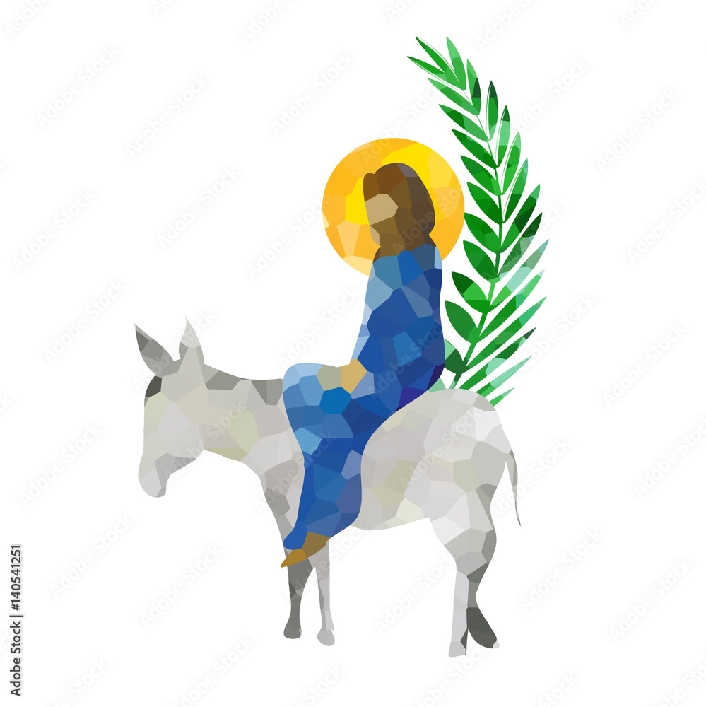 Palm Sunday - The Triumphal Entry of Jesus into Jerusalem on a donkey ...