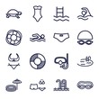 Set of 16 swim outline icons
