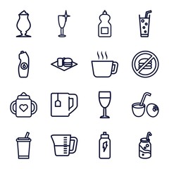 Canvas Print - Set of 16 beverage outline icons