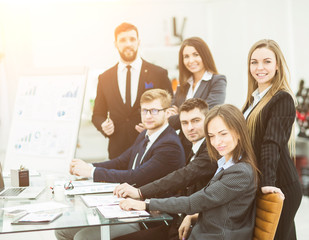  business team working on a new presentation in the workplace in modern office