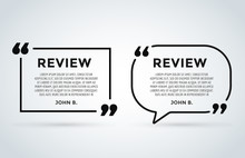 Website Review Quote Citation Blank Template Vector Icon Comment Customer Circle Paper Information Text Chat Citing Description Dialog Discussion Set