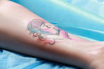 Wall Mural - Tattoo on female wrist, closeup