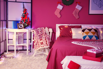 Poster - Interior of beautiful room decorated for Christmas