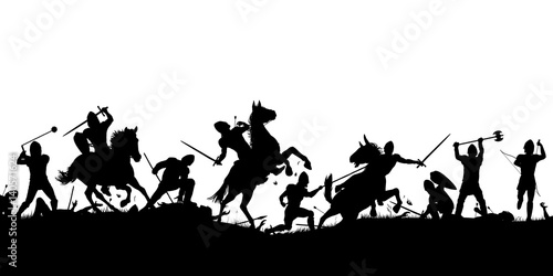 Cuadros en Lienzo Battle scene silhouette