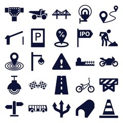 Poster - Set of 25 road filled icons