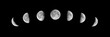 Phases of the moon on a black background