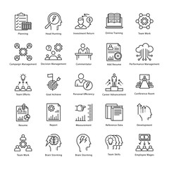 Canvas Print - Business Management and Growth Vector Line Icons 16